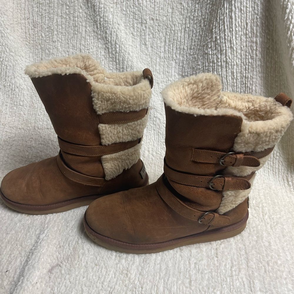 UGG Australia Becket Leather Brown women’s Boots shearling lining women’s SZ10